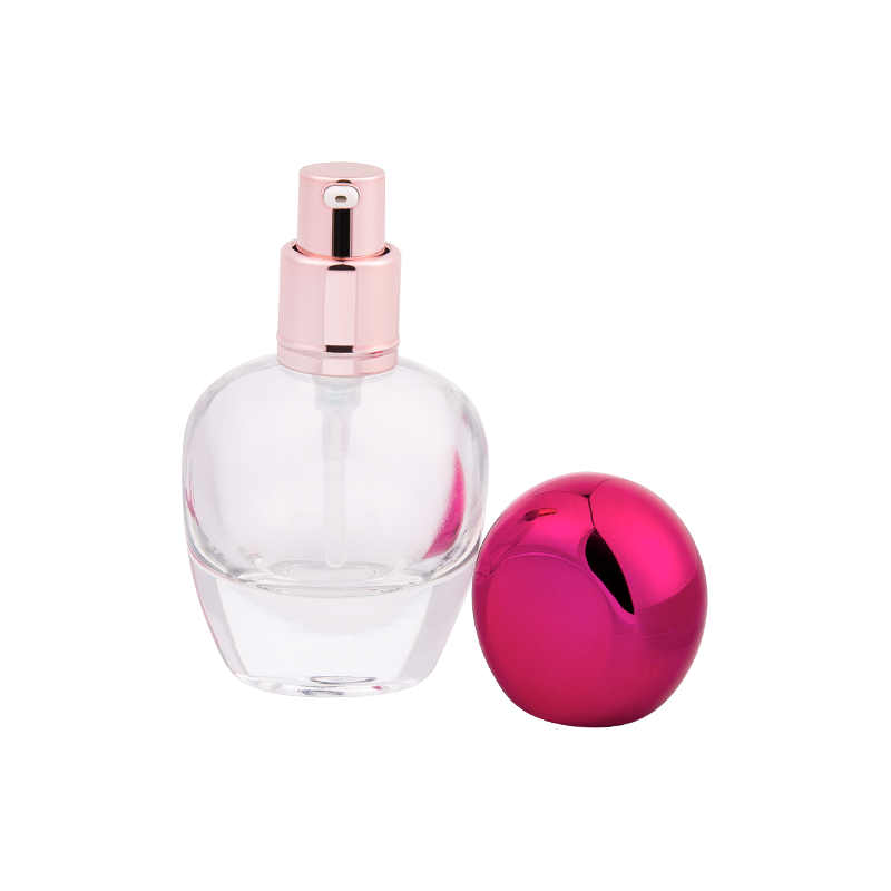 30 ml glass parfymeflaske med metallrosa abs cap